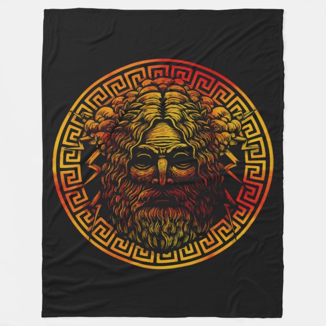 Zeus antika sköld konsttryck fleecefilt (Framsidan)