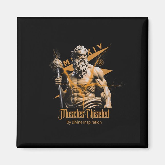 Zeus Greek Gods Thunder Mythology Gym Fitness Moti Magnet (Framsidan)