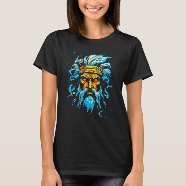 Zeus Greek Mythology God of the Sky T Shirt (Framsida)