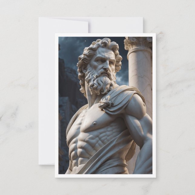 Zeus grekisk gudadstaty inbjudan (Framsida)