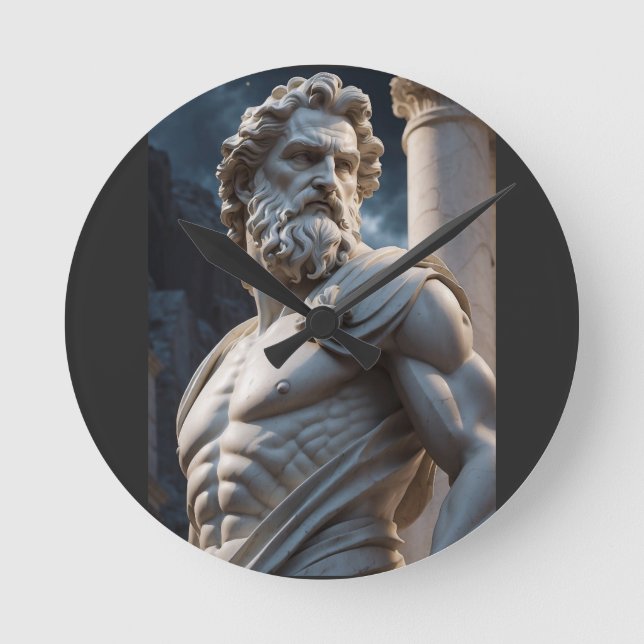 Zeus grekisk gudsstaty rund klocka  (Framsida)