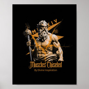 Zeus Grekiska gudar Åska Mytologi Gym Fitness Moti Poster