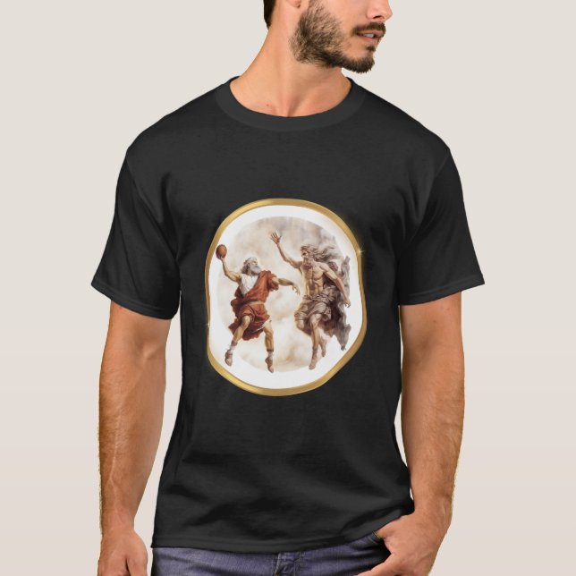 Zeus Gud och Ares spelar basket i himlen T Shirt (Framsida)