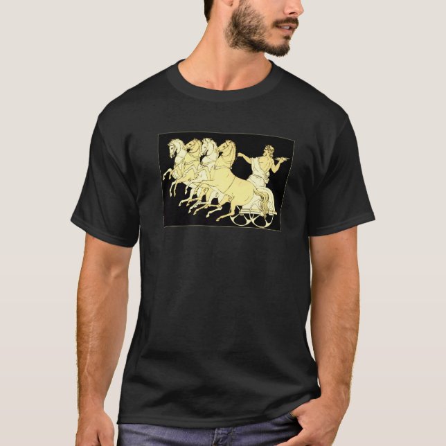 Zeus i vagn med åska och hästar t shirt (Framsida)