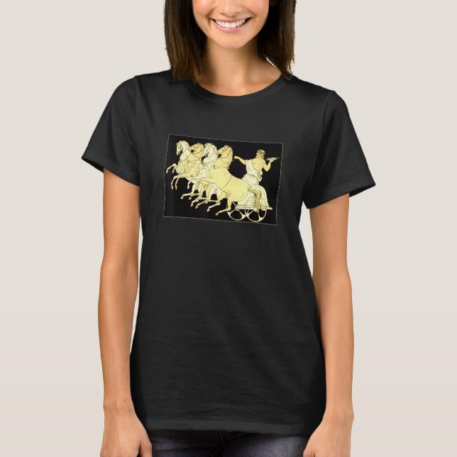 Zeus i vagn med åska och hästar t shirt (Framsida)