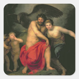 Zeus och Hera på berget Ida, 1775 Fyrkantigt Klistermärke