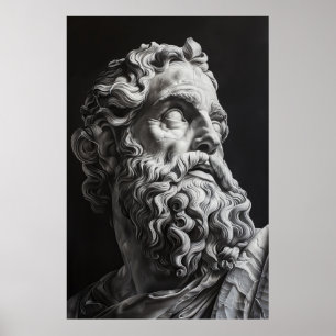 Zeus Sculpture Porträtt Poster - Bra Heavens in t