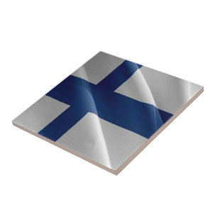 zFI002 Finlands våtande flagga Kakelplatta