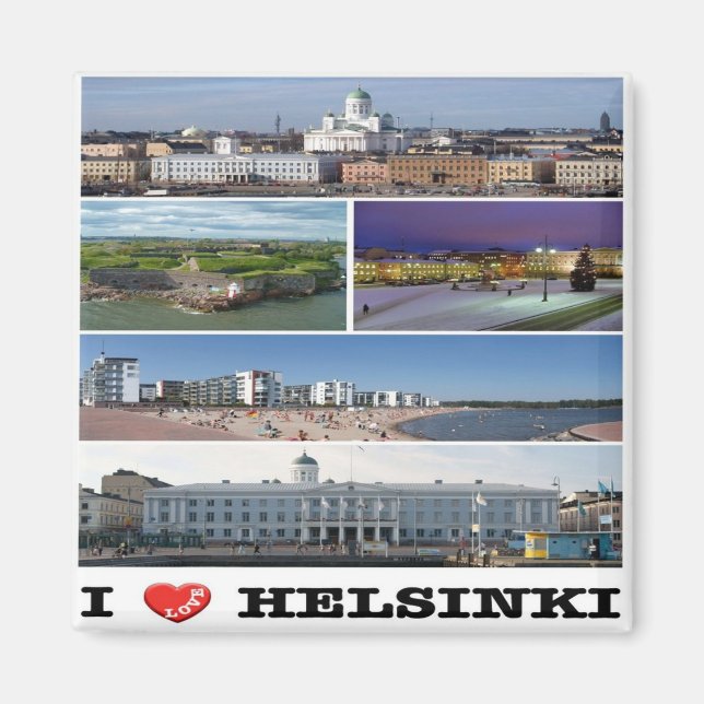 zFI005 HELSINKI "I Kärlek" Finland, Fridge Magnet (Framsidan)