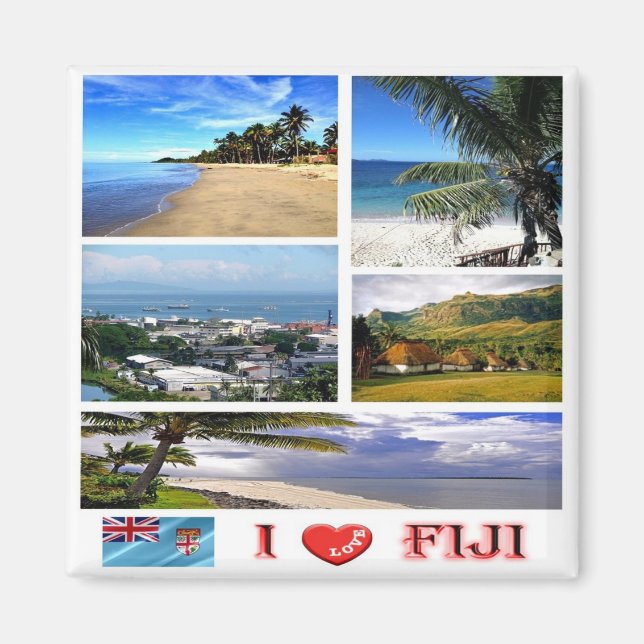 zFJ006 FIJI I Kärlek, Mosaic, Oceanien, Fridge Magnet (Framsidan)
