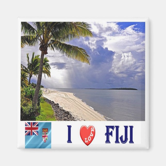 zFJ007 FIJI I Kärlek, Oceanien, Fridge Magnet (Framsidan)
