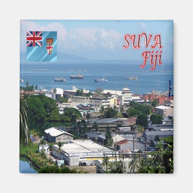 zFJ009 FIJI, SUVA City, Walu Bay Industrial,Fridge Magnet (Framsidan)
