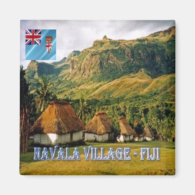zFJ010 FIJI, byn NAVALA, Oceanien, Fridge Magnet (Framsidan)