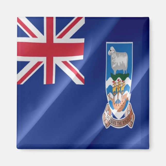 zFK002 FALKLAND-öarna, Wave Flagga, Fridge Magnet (Framsidan)