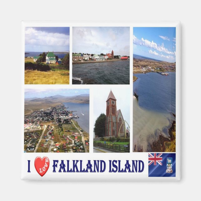zFK003 FALKLAND-öarna I Kärlek, Mosaic, Fridge Magnet (Framsidan)