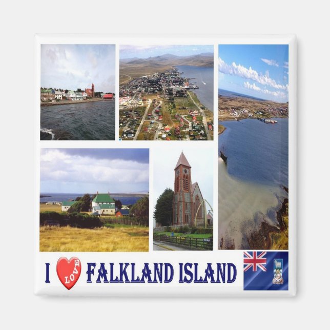 zFK004 FALKLAND, I Kärlek, Mosaic, Fridge Magnet (Framsidan)