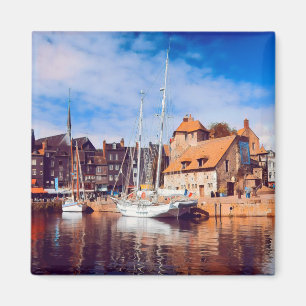 zFR013 HONFLEUR, dockning, gammal pir, Frankrike, Magnet