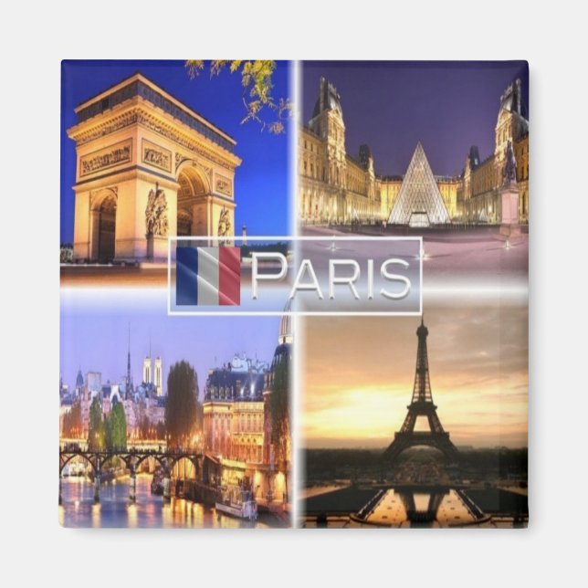 zFR018 PARIS by night, Fridge Magnet (Framsidan)