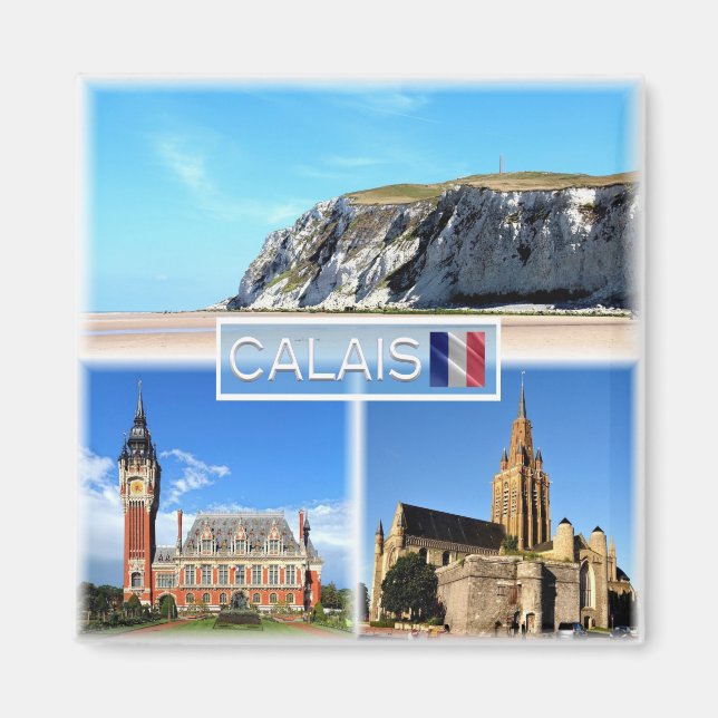 zFR020 CALAIS, Cap Blanc Nez, Fridge Magnet (Framsidan)