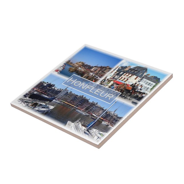 zFR028 HONFLEUR-hamnen, Normandie Kakelplatta (Sidan)