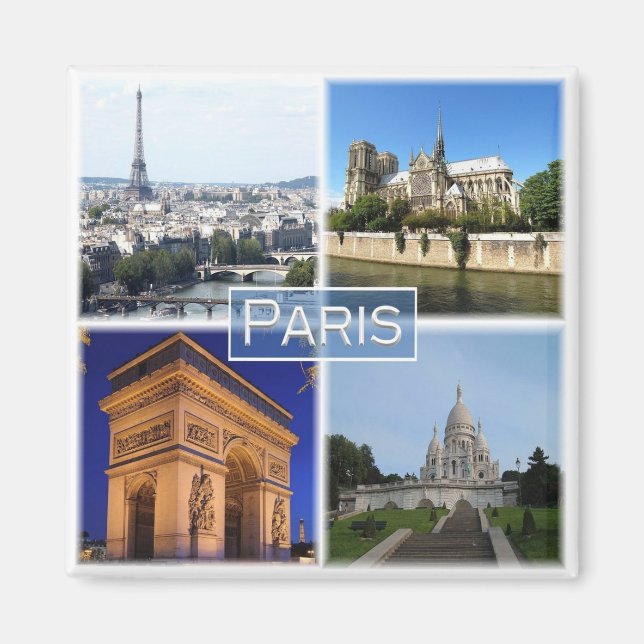 zFR031 PARIS, Frankrike, Fridge Magnet (Framsidan)