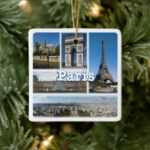 zFR032 TOUR EIFFEL och PARIS, Frankrike, Europa, Julgransprydnad Keramik