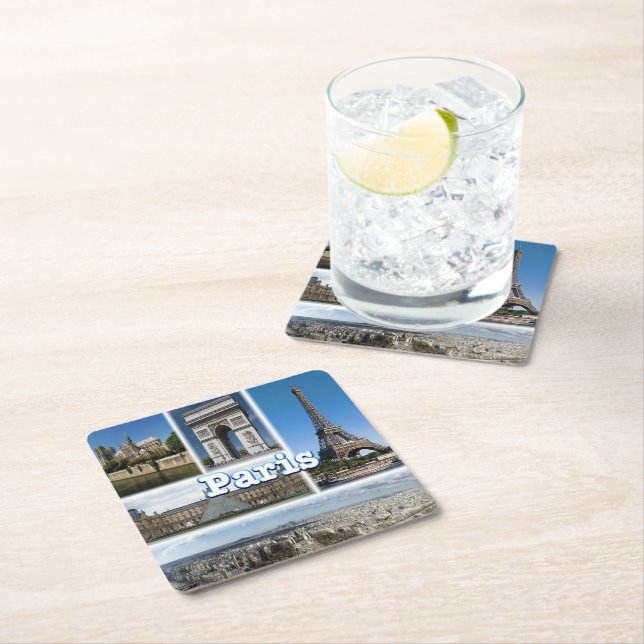 zFR032 TOUR EIFFEL och PARIS, Frankrike, Underlägg Papper Kvadrat (Insitu)