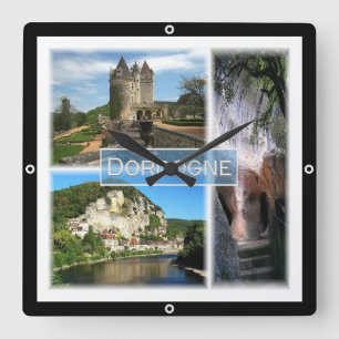 zFR033 DORDOGNE, Frankrike, Fyrkantig Klocka