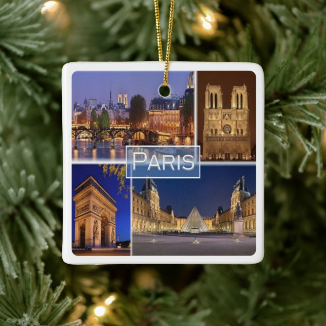 zFR034 PARIS Frankrikes huvudstad, Julgransprydnad Keramik (Träd)