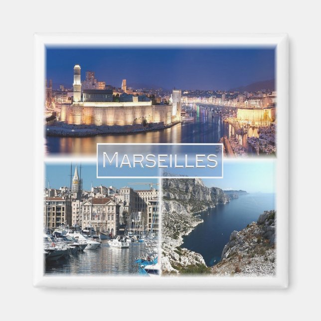zFR036 MARSEILLES, Frankrike, Fridge Magnet (Framsidan)