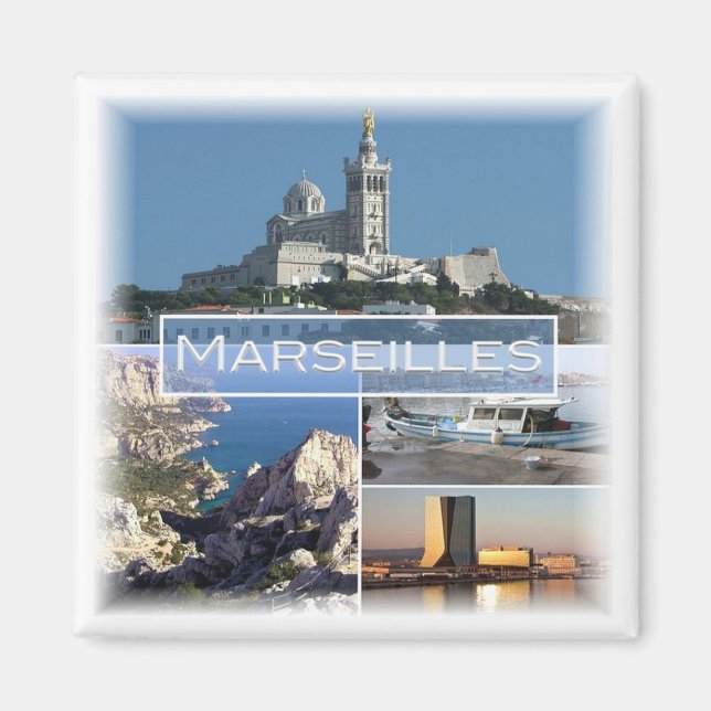 zFR037 MARSEILLES, Frankrike, Fridge Magnet (Framsidan)
