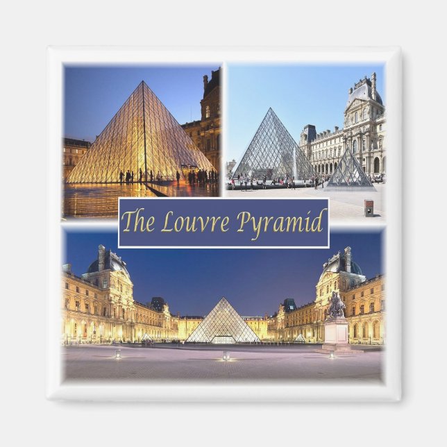 zFR047 LOUVRE PYRAMID, Paris, Frankrike, Fridge Magnet (Framsidan)