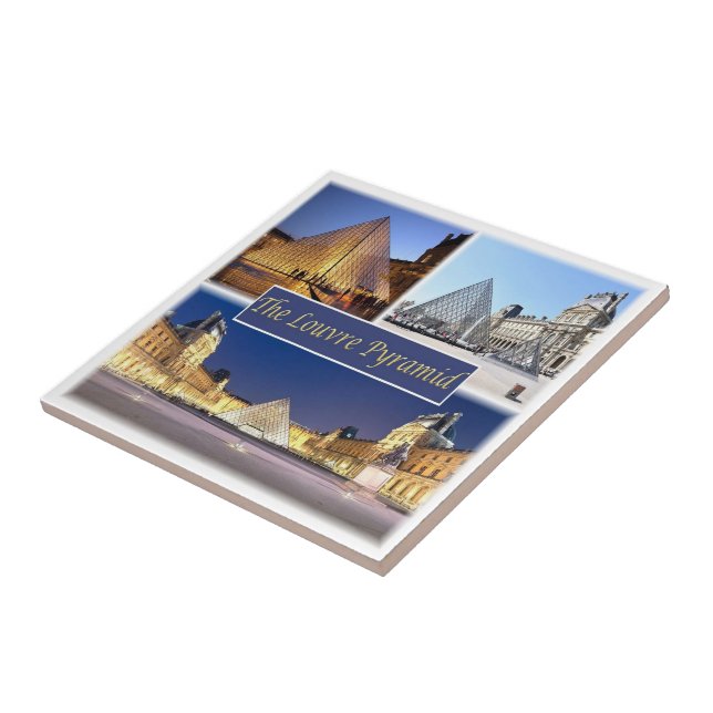 zFR047 LOUVRE PYRAMID, Paris, Frankrike, Kakelplatta (Sidan)