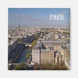 zFR054 PARIS panorama, Frankrike, Fridge Magnet