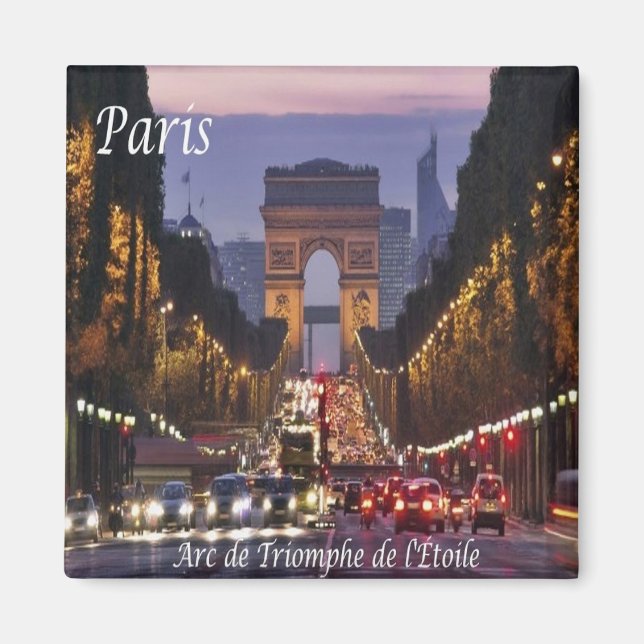 zFR064 ARC DE TRIOMPHE, Paris, Frankrike, Fridge Magnet (Framsidan)