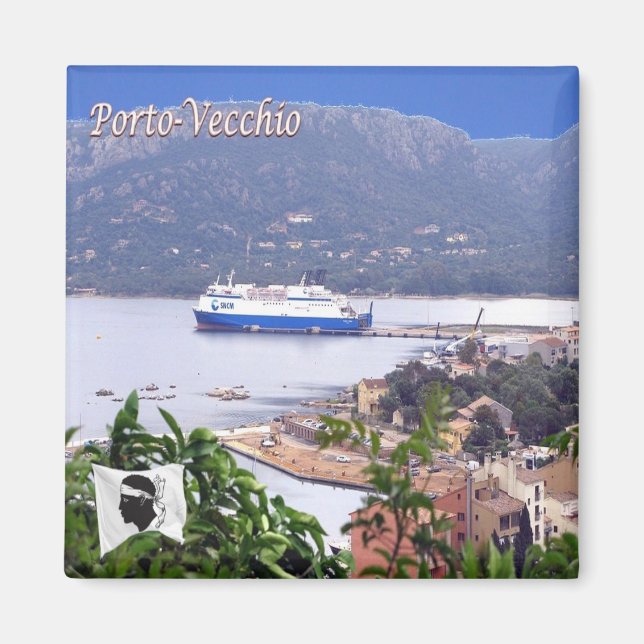 zFR119 PORTO VECCHIO, Korsika, Fridge Magnet (Framsidan)