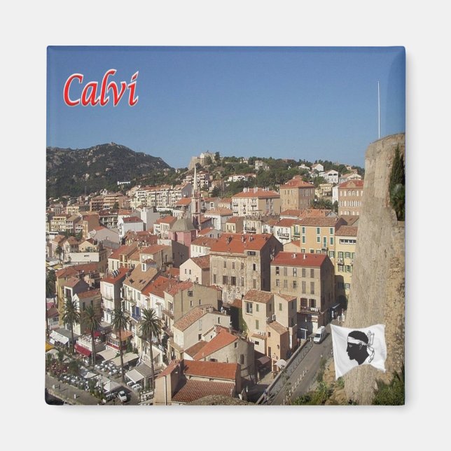 zFR120 CALVI panorama, Korsika, Fridge Magnet (Framsidan)