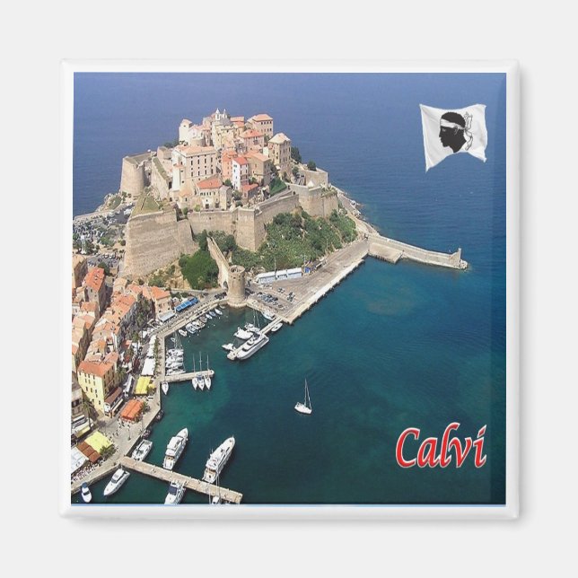 zFR121 CALVI panorama, Korsika, Fridge Magnet (Framsidan)