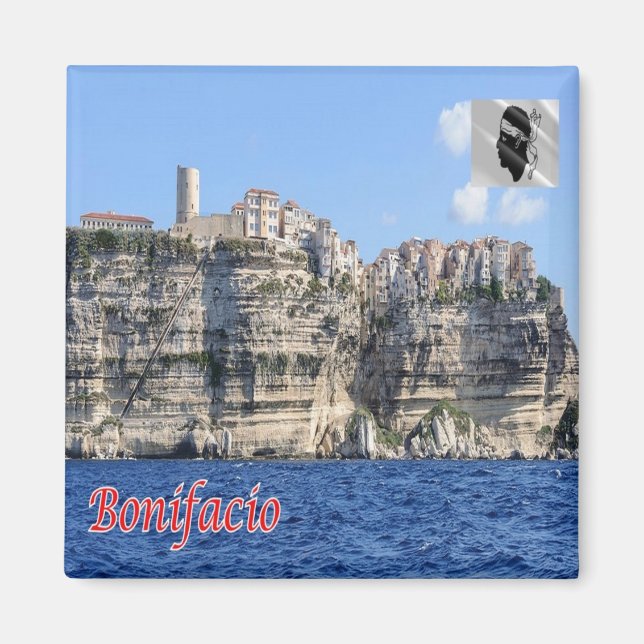 zFR124 BONIFACIO panorama, Korsika, Fridge Magnet (Framsidan)