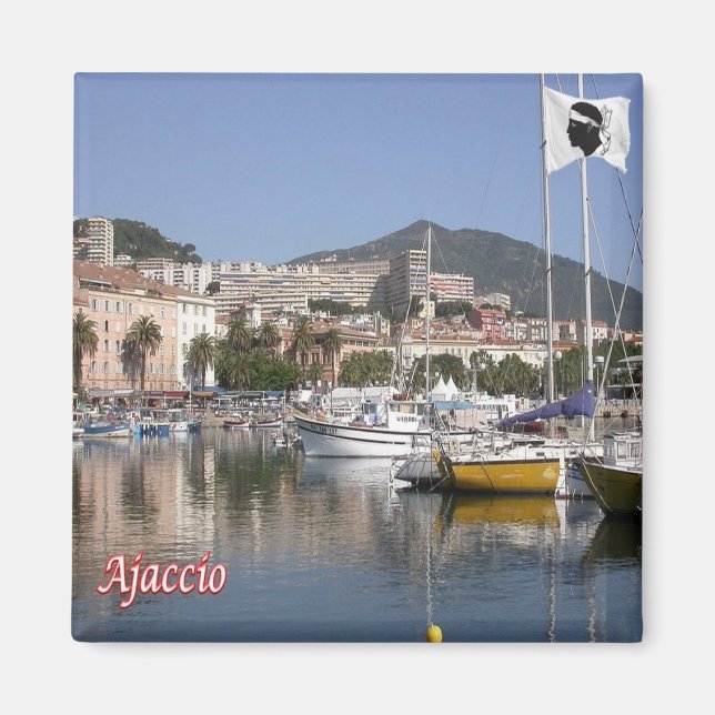 zFR129 AJACCIO-hamn, Korsika, Fridge Magnet (Framsidan)