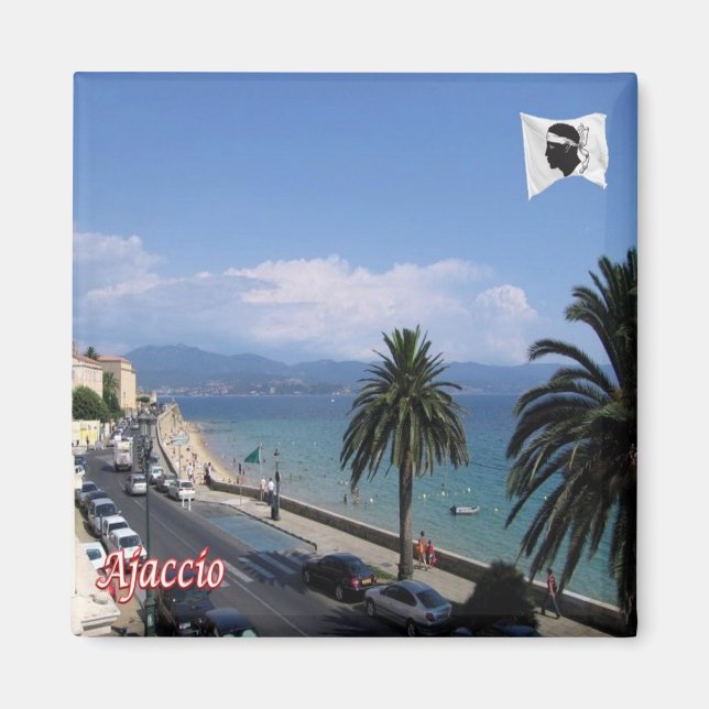 zFR130 AJACCIO-stranden, Korsika, Fridge Magnet (Framsidan)