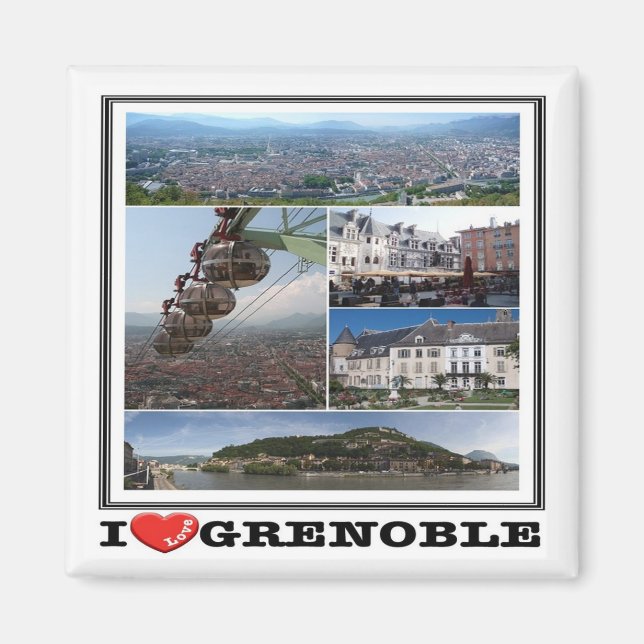 zFR132 GRENOBLE I Kärlek, Frankrike, Fridge Magnet (Framsidan)