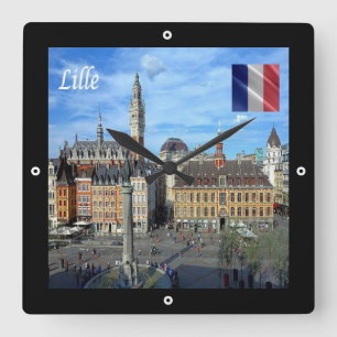 zFR136 panorama of LILLE, Frankrike, Europe Fyrkantig Klocka