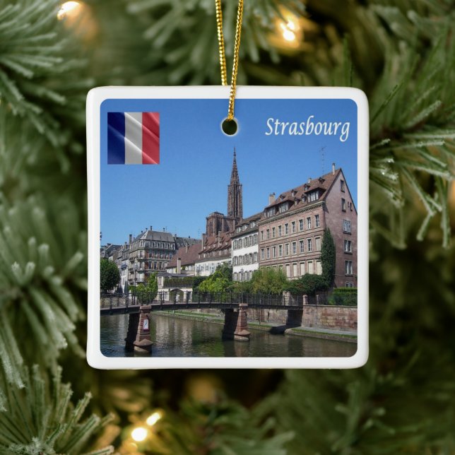 zFR142 STRASBOURG, Frankrike Julgransprydnad Keramik (Träd)