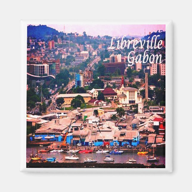zGA007 LIBREVILLE, Gabon, Afrika, Fridge Magnet (Framsidan)