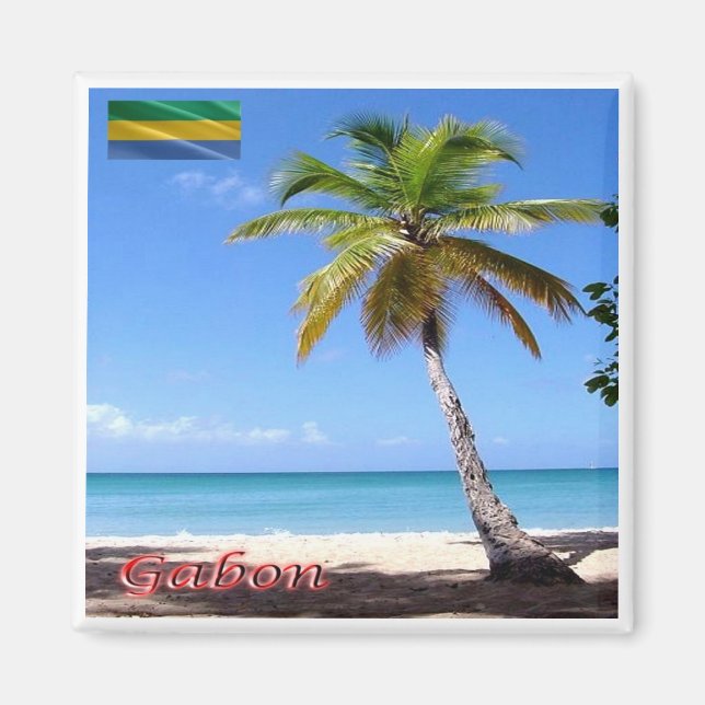 zGA009 GABON, Palmier, Afrika, Fridge Magnet (Framsidan)