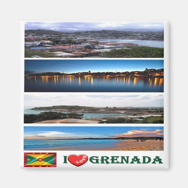 zGD003 GRENADA I Kärlek, Mosaic, Amerika, Fridge Magnet (Framsidan)