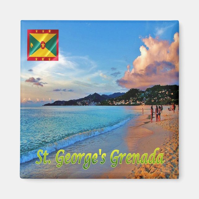 zGD007 SAINT GEORGE, Grand Ans, Grenada, Fridge Magnet (Framsidan)