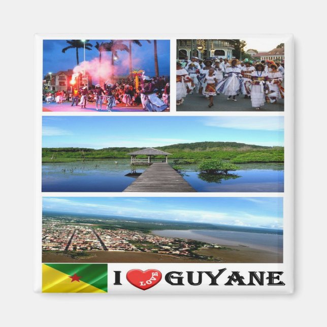 zGF005 FRANSK GUYANA I Kärlek, Mosaic, Fridge Magnet (Framsidan)