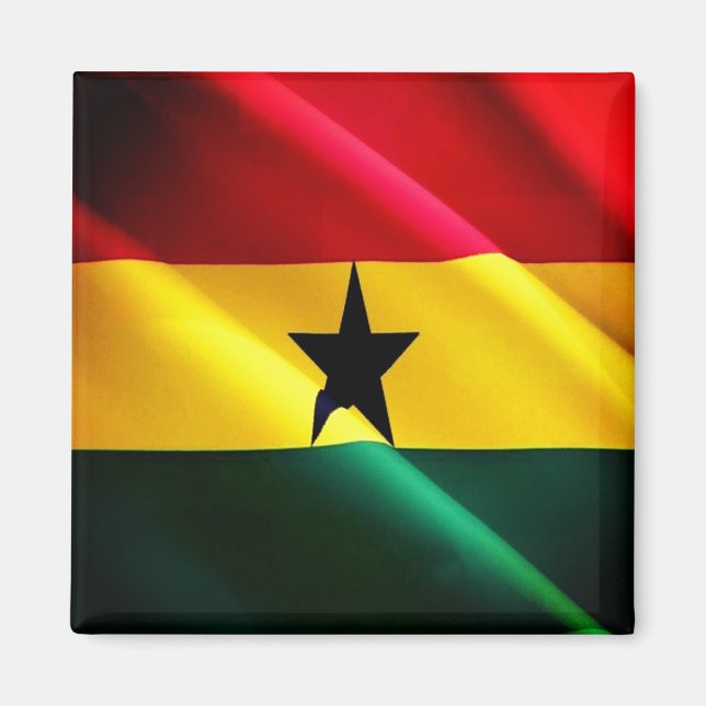 zGH002 GHANA, Wave Flagga, Afrika, Fridge Magnet (Framsidan)